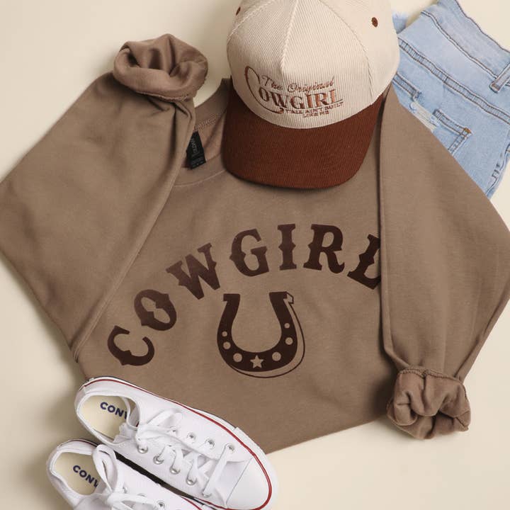 Fashion City - Wholesale Graphic sweatshirt – Unisex - COWGIRL Horseshoe Crewneck Heavyweight Sweatshirt9