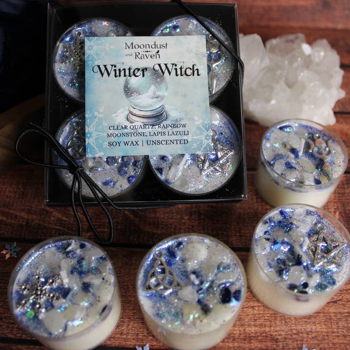 Moondust and Raven - Wholesale Tea light candles - Winter Witch Tealight Crystal Candles, Yule, Winter Solstice1