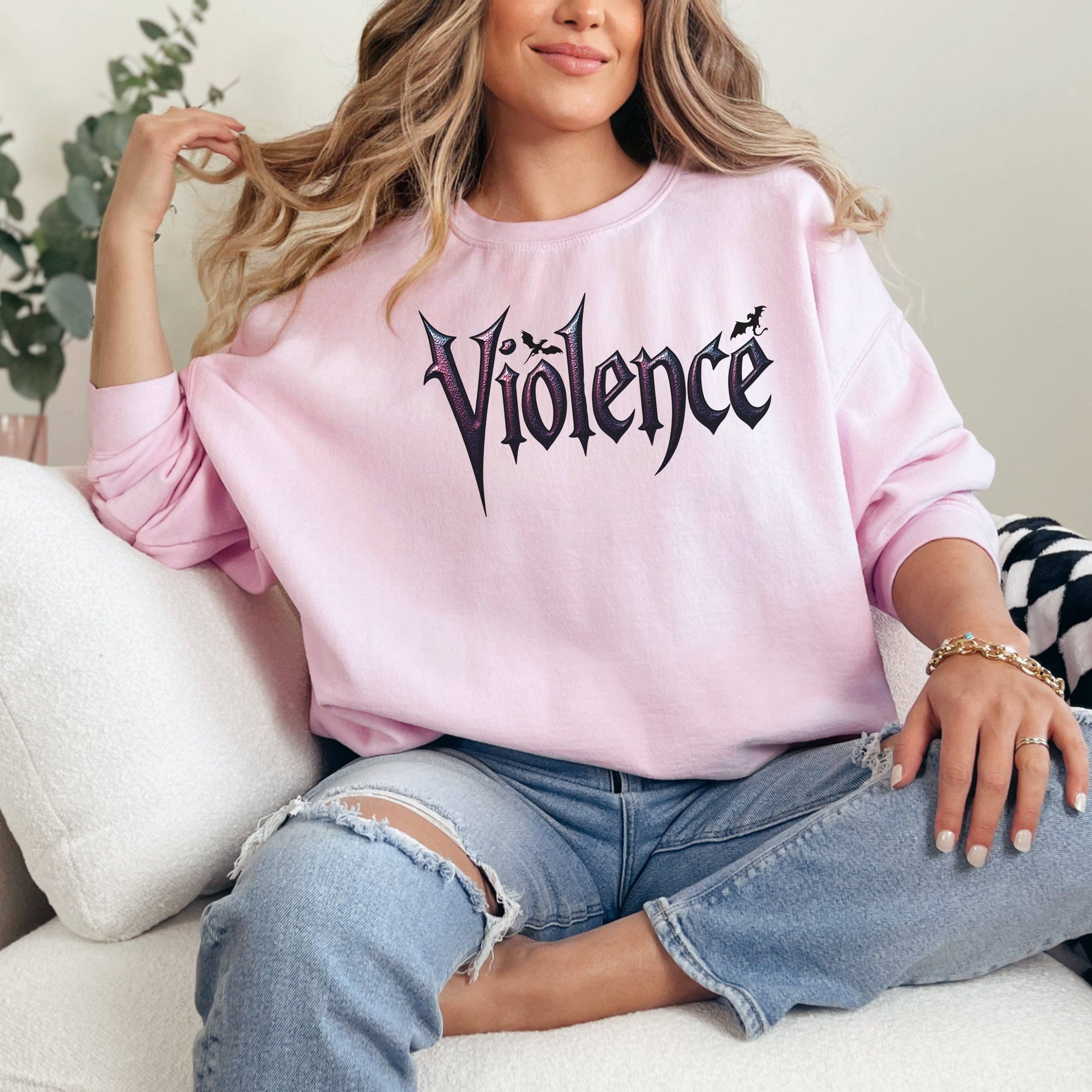 MagicMerchEmporium - Wholesale Graphic Sweatshirt - Women's - "Violence" Graphic Sweatshirt3