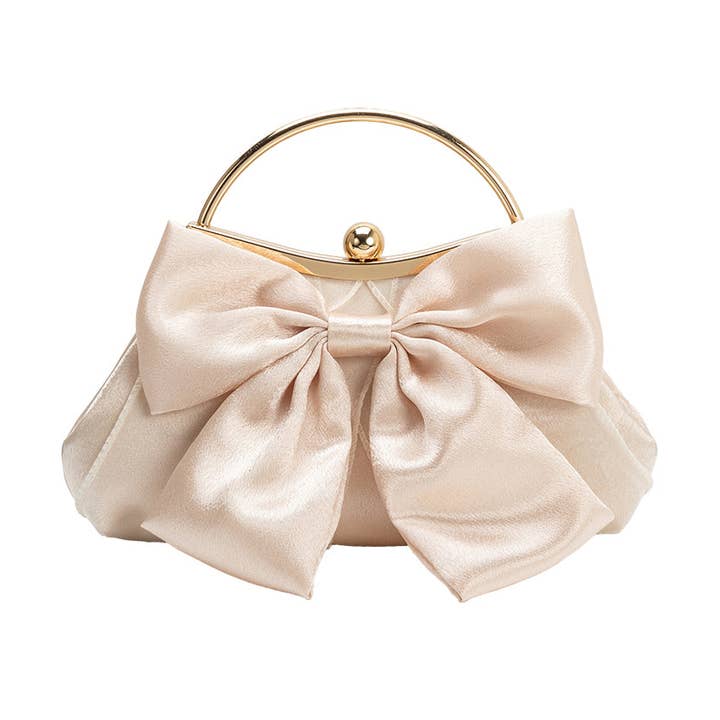 Grace Champagne Bow Top Handle Bag Pre-Order 12/15 for wholesale by Melie Bianco