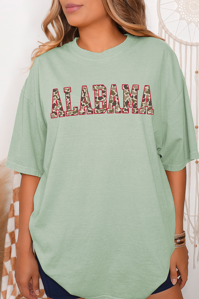 Wholesale Accessory Market - Wholesale Screen Printed T-Shirt - Women's - Crimson Alabama Camo Comfort Colors Adult Ring-Spun Cotton Tee0
