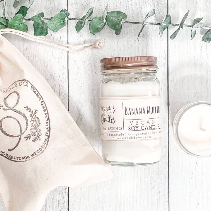 Suzee's Candles - Wholesale Jar/filled candle - 16oz Banana Candle, Farmhouse Soy Candles3