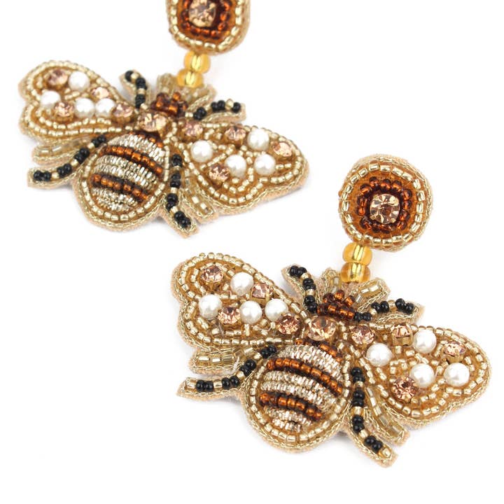 My Doris – wholesale Dangle earrings – GOLD BEADED BEE DROPS