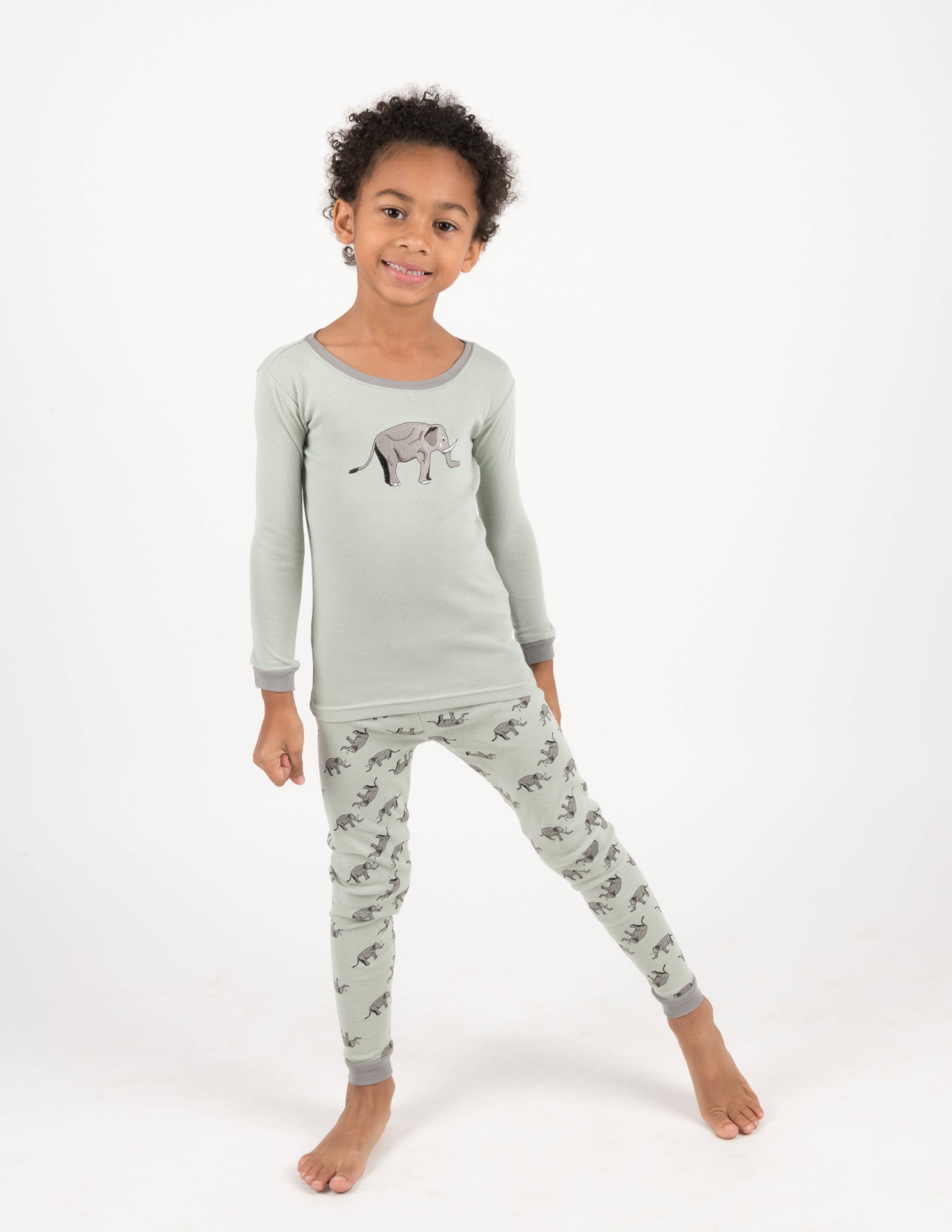 Leveret Pajamas - Vendita all'ingrosso Completo pigiama - Bambini - Pigiama per bambini in cotone a due pezzi con stampa animali5