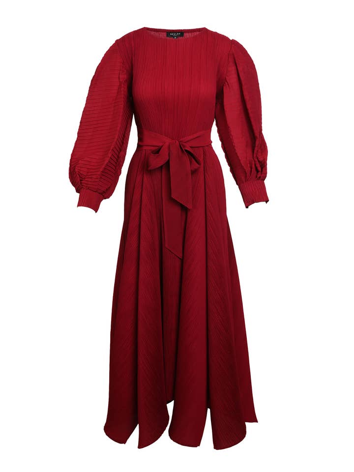 Beulah Style - Wholesale Dress - Women's - Bowtie Waist Pleats Maxi Dress
OC3780