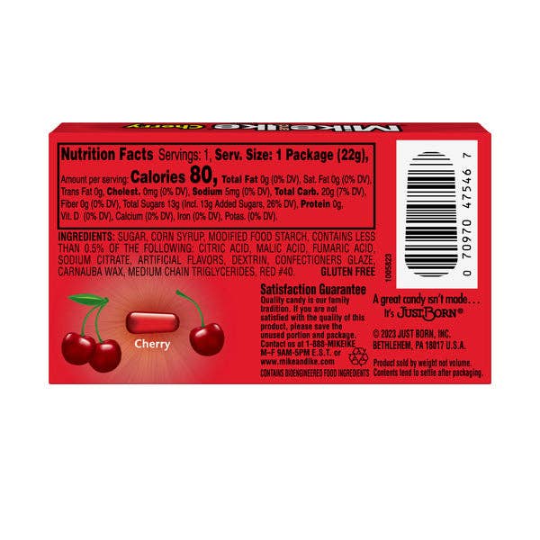 I Got Your Candy - Venta al por mayor Gominolas - Mike & Ike Cherry sabor cereza, caja con 24 paquetes de 22 g (0,78 oz)3