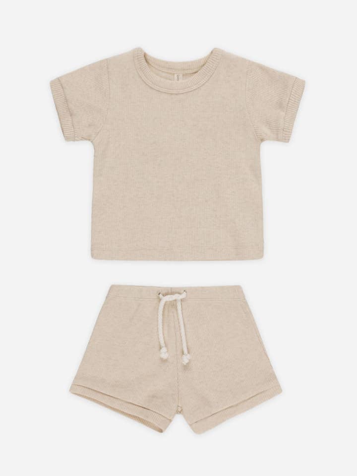 Ribbed Shortie Set Taupe for wholesale by Quincy Mae