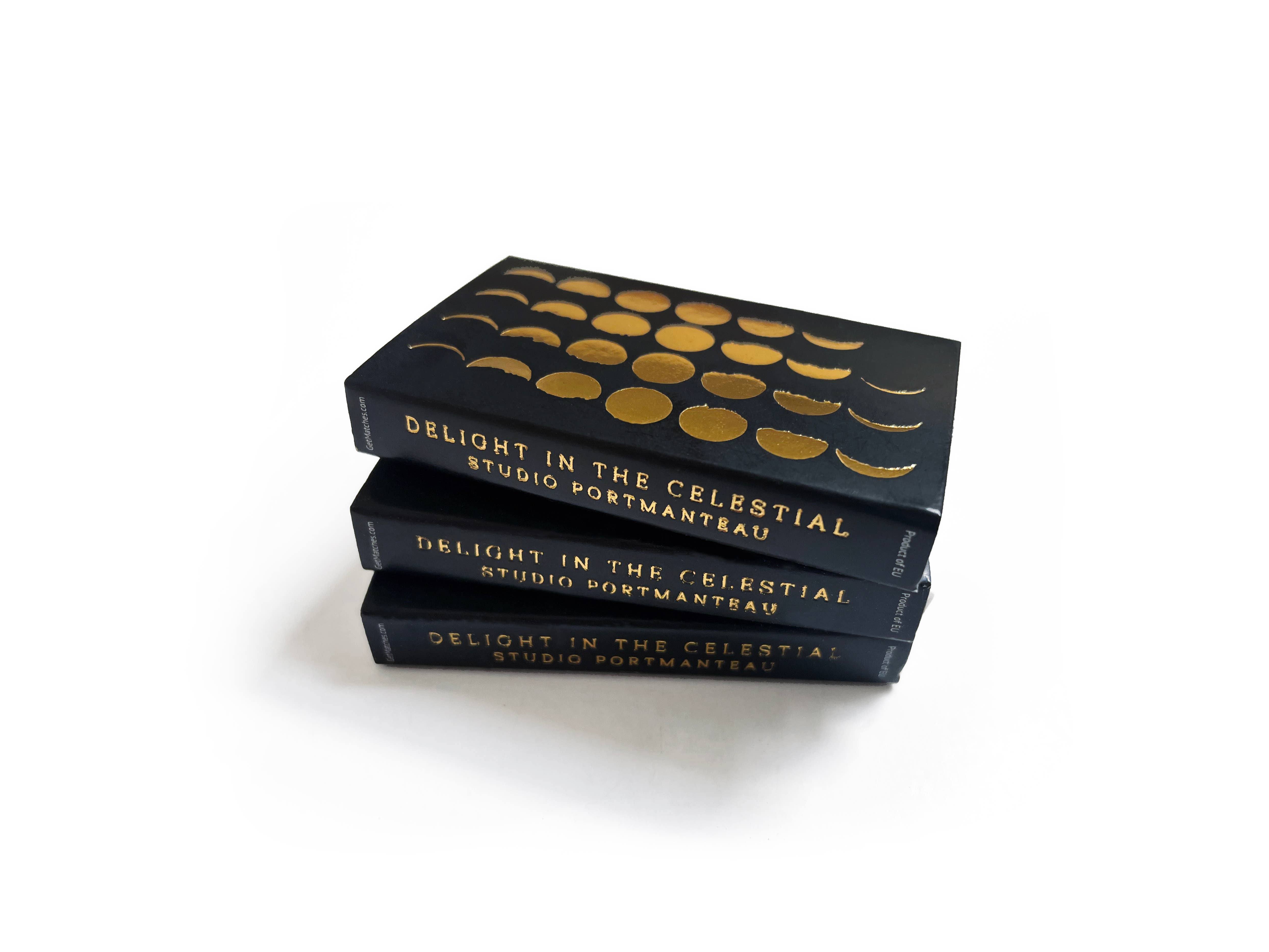 Studio Portmanteau – Suporte de fósforos por atacado – Caixa de Fósforos Fases da Lua | Ouro na Decoração Celestial Preta5