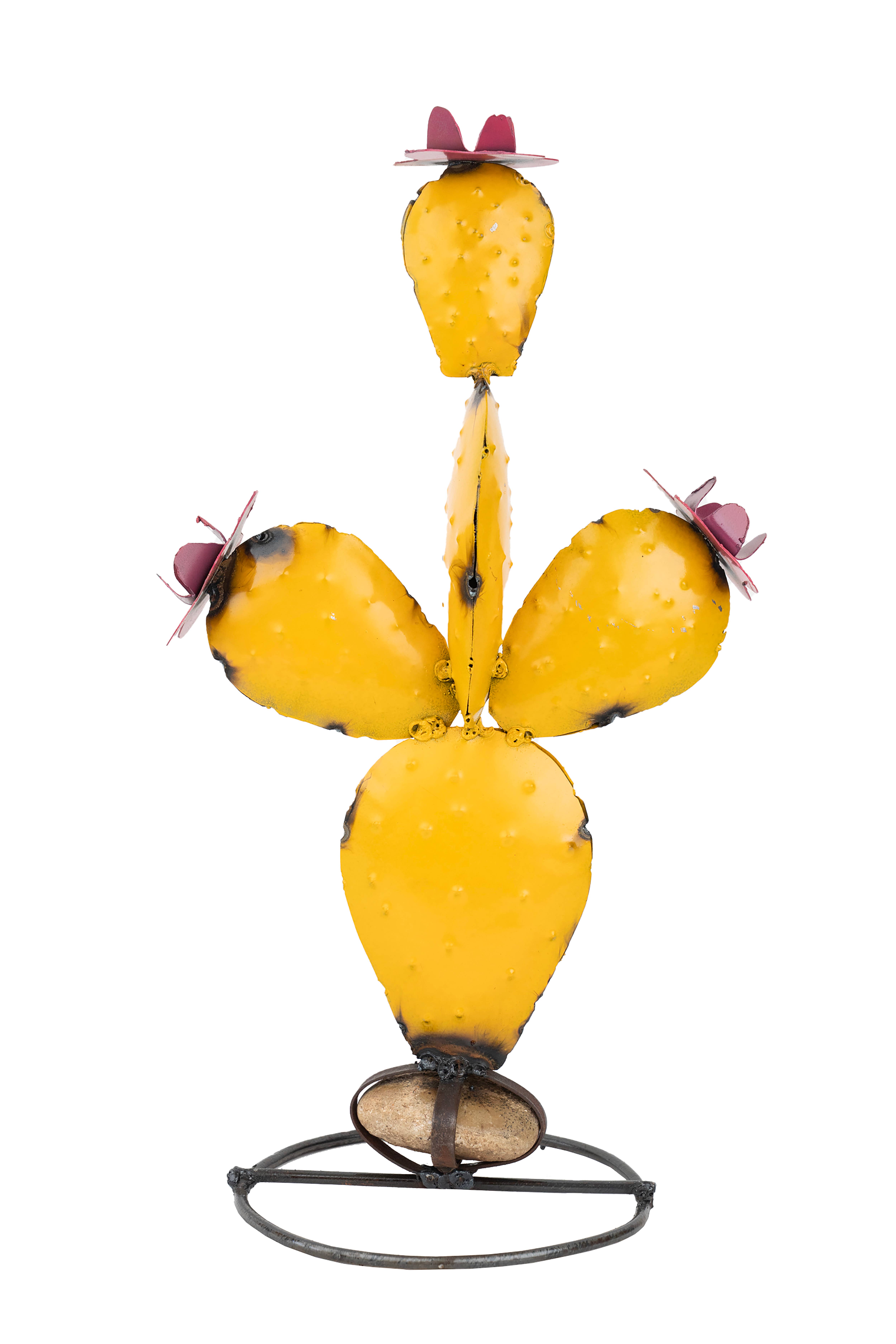 My Amigos Imports - Vente Décorations de table - Tempe Cactus Métallique Épineux-Cactus Figuier de Barbarie-9x17--Jaune0