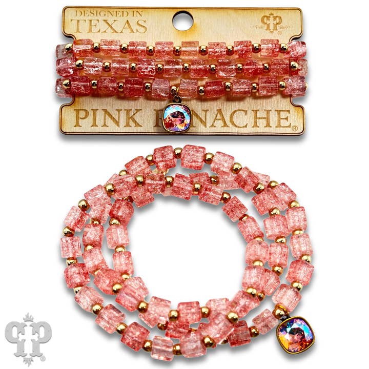 Square crystal bead bracelet set, Austrian crystal for wholesale by Pink Panache Brands