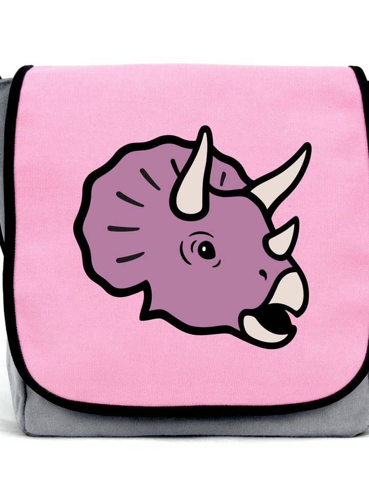 Roze Triceratops schoudertas voor wholesale door Clumsy Hooves