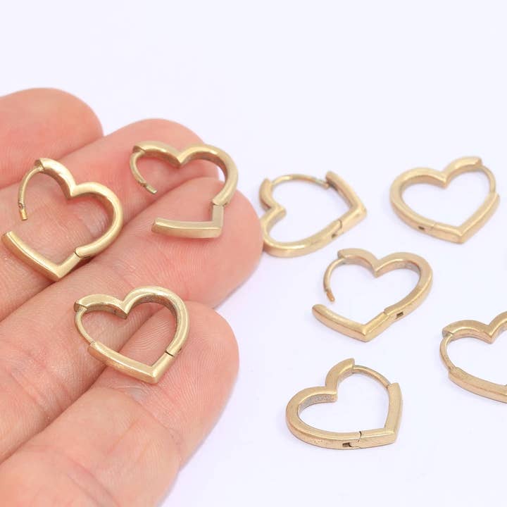 18mm Rå Messing Hjerte Øreringe, Øreringe med Lukket Krog, SLM1 for engroshandel hos QueenJewelryM