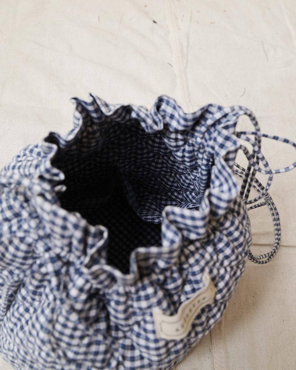 Atèlette - Wholesale Crossbody Bag - Women's - Quilted Cotton Blue Gingham Crossbody Bag - Panier Bag1