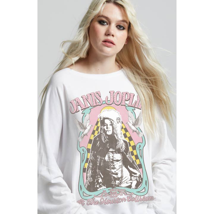 302840 - 1030 Janis Joplin One Size Burn Out LS Fleece for wholesale by Recycled Karma