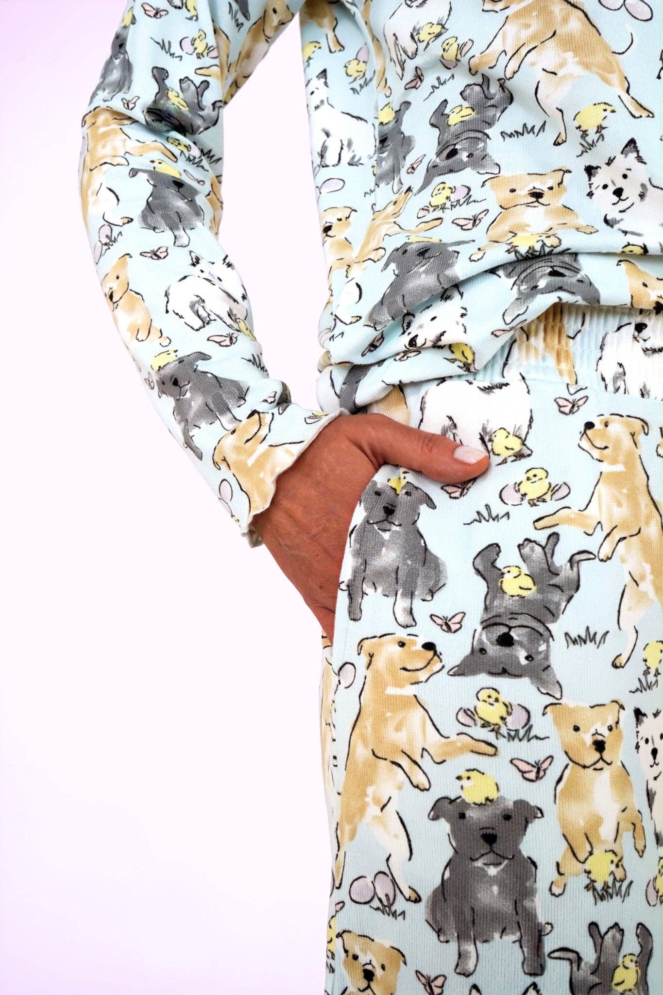 Darren & Phillip - Vendita all'ingrosso Completo pigiama - Donna - Pigiama lungo da donna abbinato per Pasqua, ultra morbido, abbinato al cane6