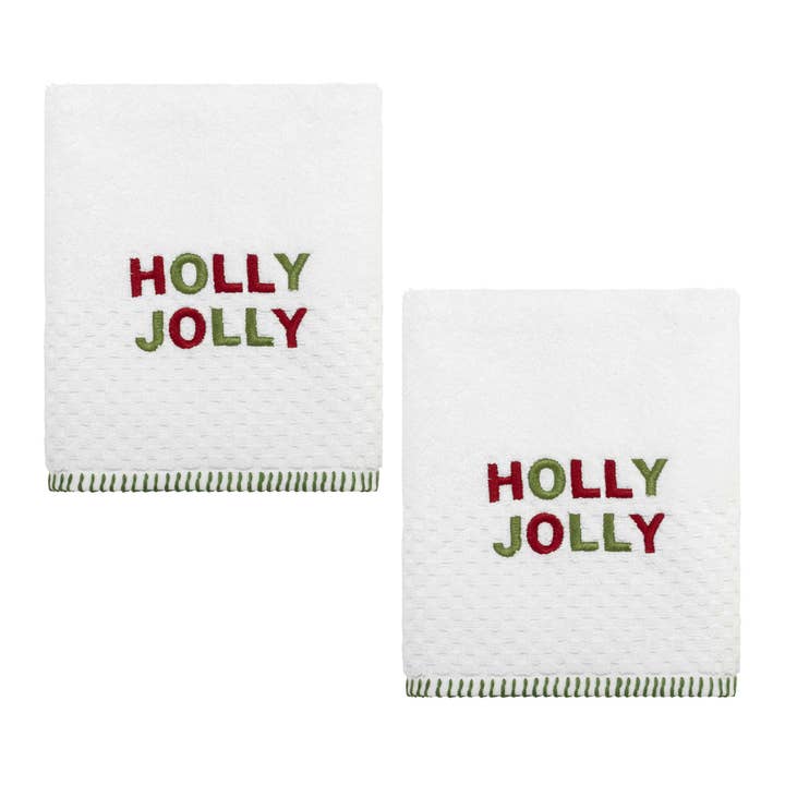 Holly Jolly 2-Pack Hand Towel Set for wholesale by Avanti Linens