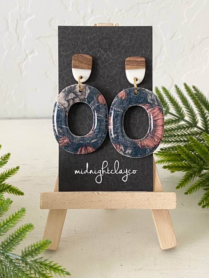 floral earrings, teal, boho jewelry, fall earrings, trendy for wholesale by midnightclayco