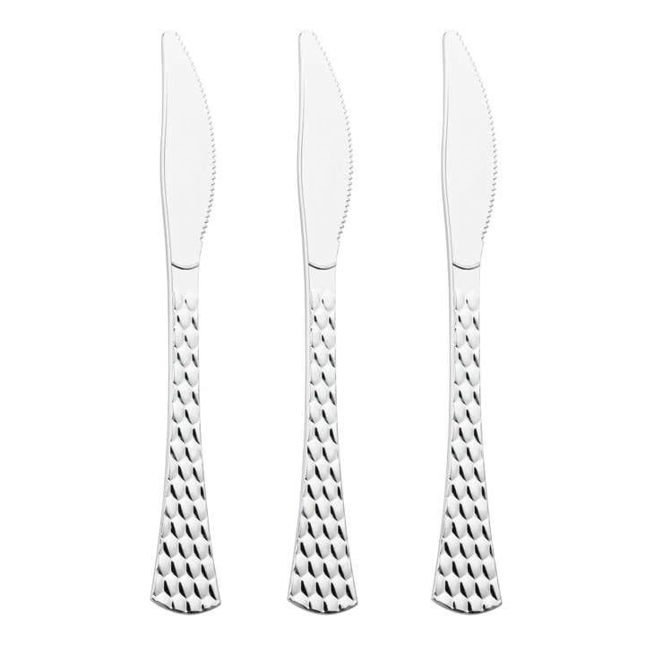 Smarty had a Party - Wholesale Disposable Tableware Pack - Shiny Silver Glamour Cutlery Plastic Knives - 24 pcs1