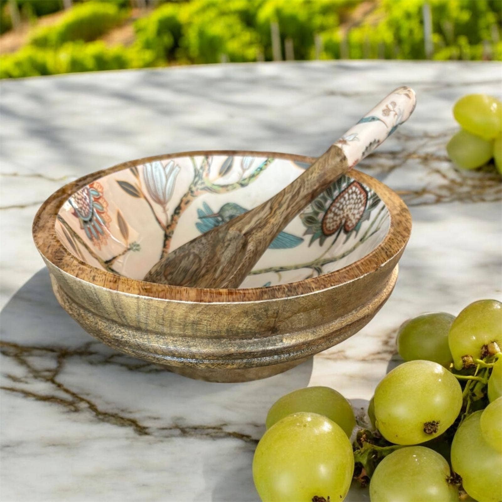 Bohozena - Wholesale Serve Bowl - Hummingbird Mango Wood Serving Bowl, Handmade Bamboo Serving Bowl – Eco-Friendly Kitchenware1