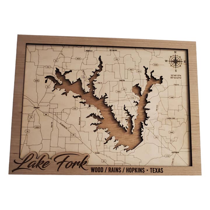 Lake Fork Kaart-Wood voor wholesale door Kaci's Kreations