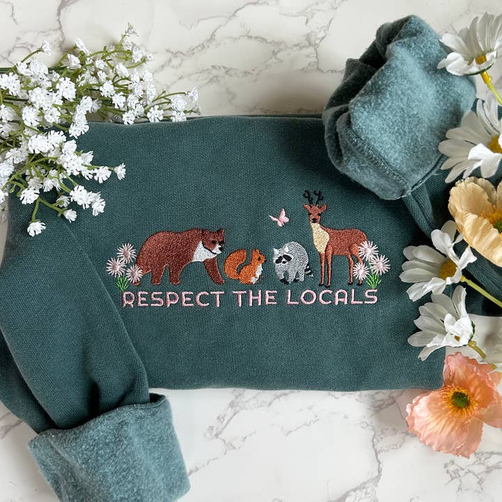 Plantiful Design Co - Wholesale Sweatshirt - Women's - Respect Local Wildlife Embroidered Sweatshirt