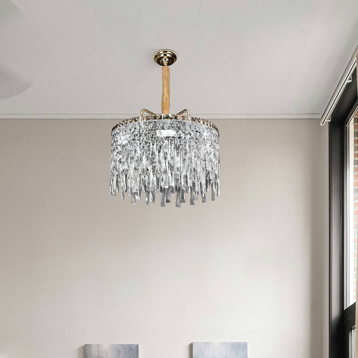 Ledsone - Vente Lustre/Suspension - Lustre moderne en cristal doré à plafond - modèle 48044