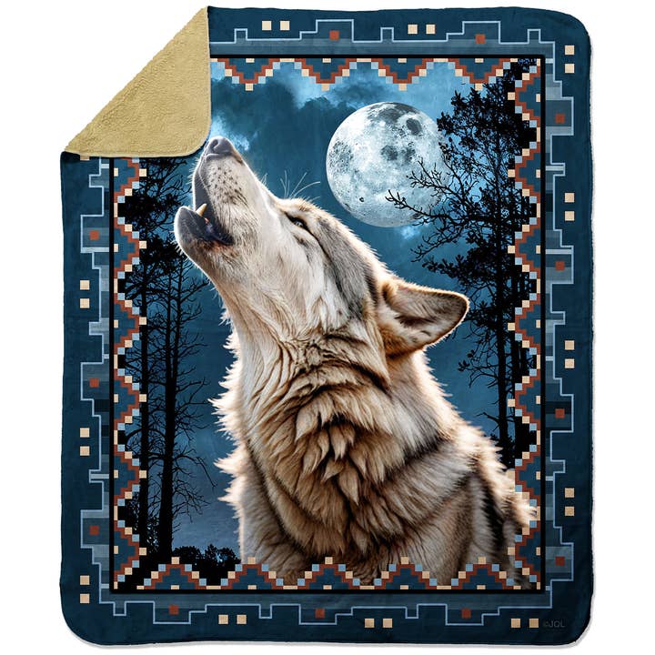 Sherpa Throw Blanket Lunar Howl for wholesale by Earth Ragz