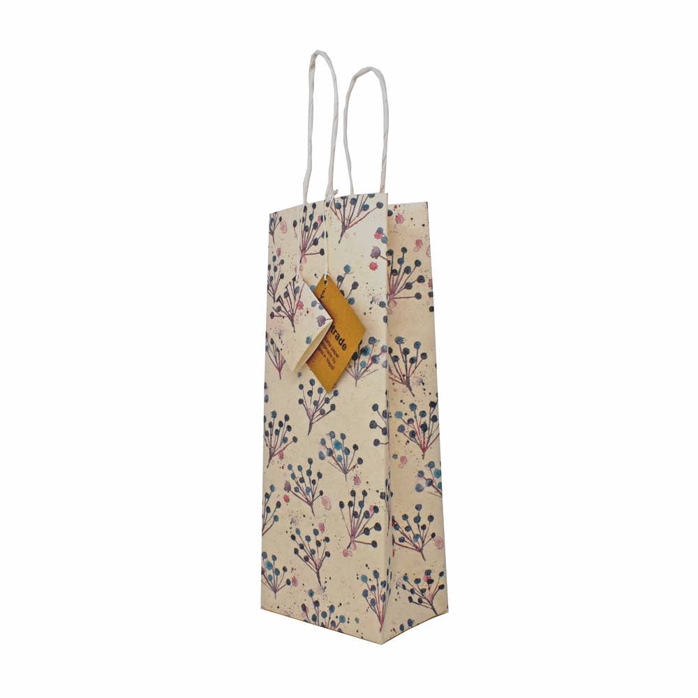Fair to Trade Ltd - Wholesale Gift Bag - Handmade Lokta Recycled Paper Gift Bag Blue flowers5