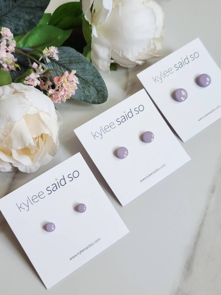 Simple Stud Earrings | Minimalist Style | Lavender Purple for wholesale by Kylee Said So