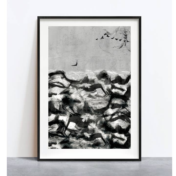 OCEAN BIRDS 1 - A3 Art Print for wholesale by Raw Mixture