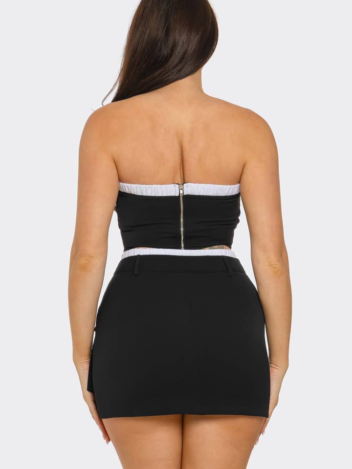 Julia by LoveJ - Wholesale Top & Skirt Set - Women's - Elastic Trim Tube Top And Mini Skirt Set 7