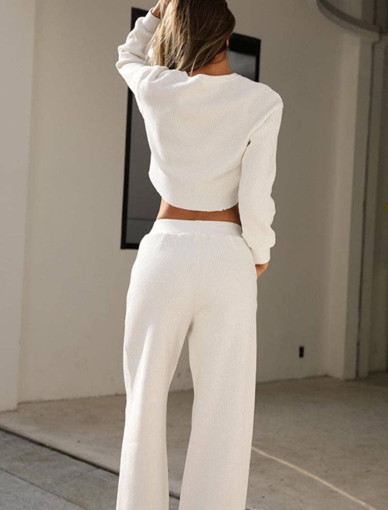 safistyle - Wholesale Lounge Set - Women's - Ribbed Cropped Top and Wide-Leg Lounge Set5