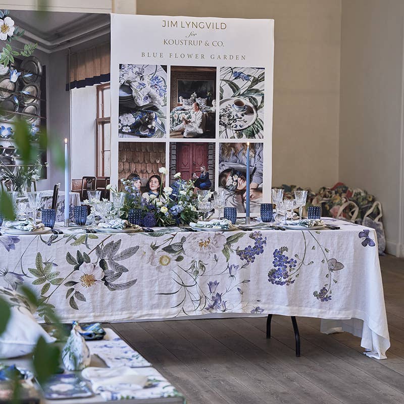 Koustrupco - Wholesale Tablecloth - Blue Flower garden linen tablecloth 145x220 cm3
