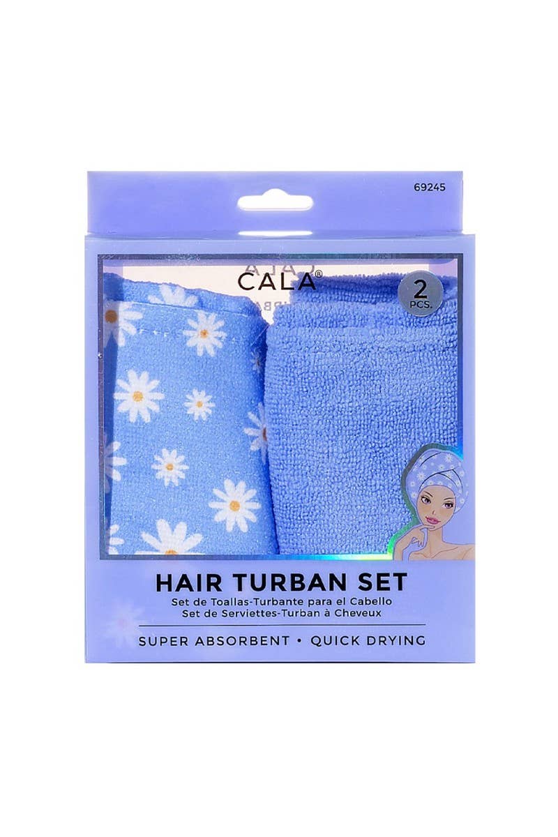 CALA 69245 2pc Shower Hair Turban Set Daisy/Lavender - 6pc
