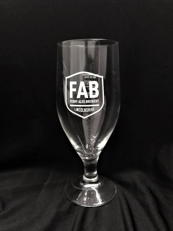 FAB Dunkel Taster Glass for wholesale by Ferry Ales Brewery