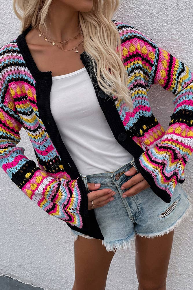 UNISHE – wholesale Cardigan – Women’s – Colorful Knit Cardigan Sweater Women TOPW12256