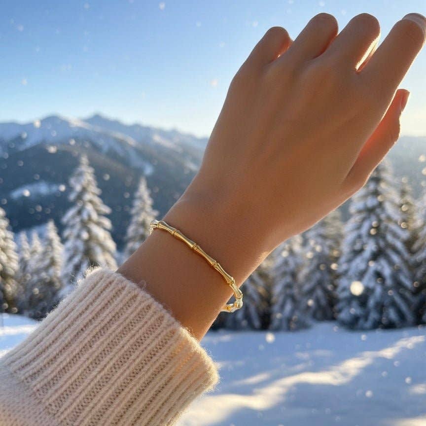 DUESTELLE ITALIA - Wholesale Cuff Bracelet - Bamboo Glow Bangle – Waterproof gold-plated bangle2