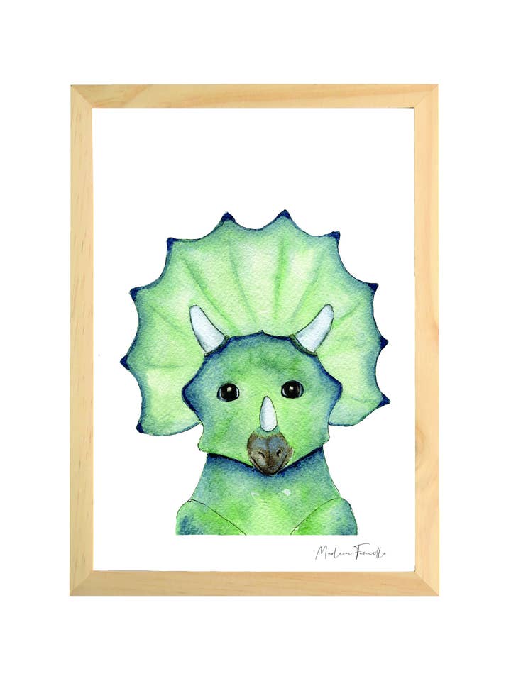Dyreramme tegnet og trykt - Hector Le Tricératops for engroshandel hos Les aquarelles de Marlene