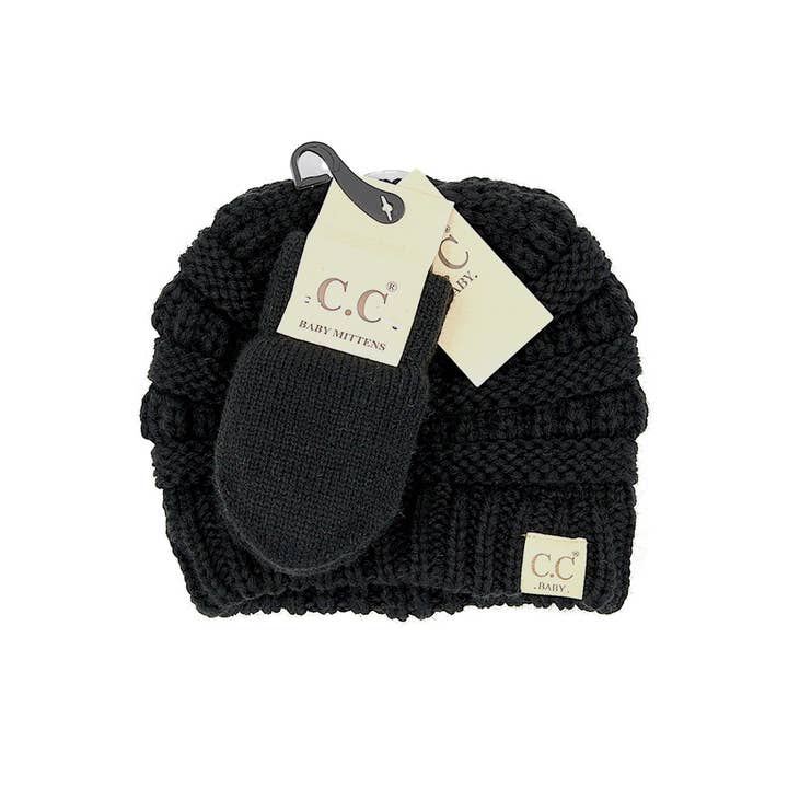Hana - Wholesale Beanie - Kids - C.C Baby Solid Ribbed Beanie and Mitten Glove