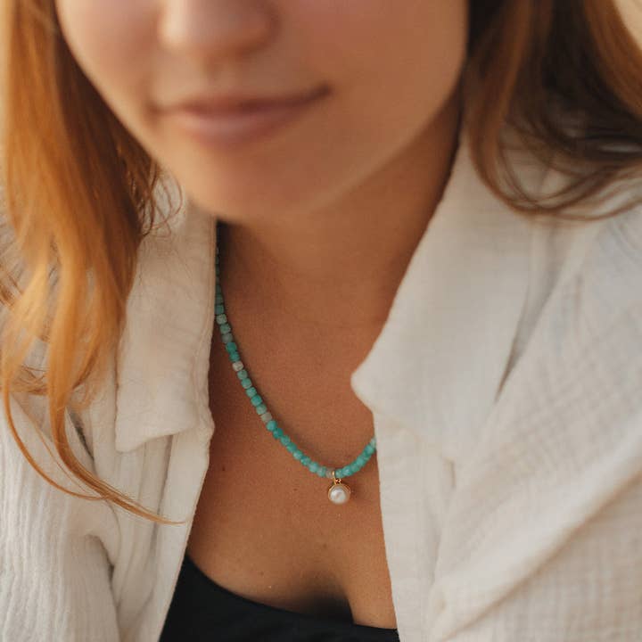 Collar Candace en amazonita para venta al por mayor de Meghan Bo Designs