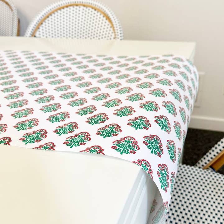 Paper Table Runner | Christmas Block Print for wholesale by WH Hostess Social Stationery