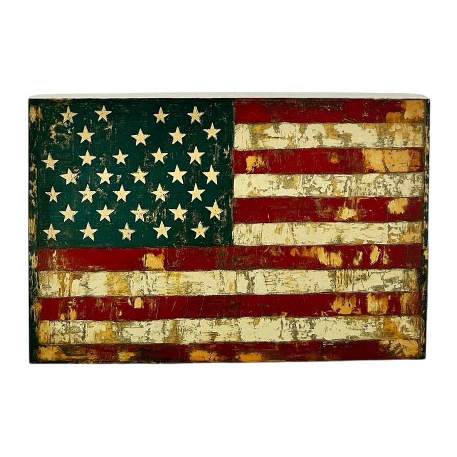 Inkwood Crafters - Wholesale Sign - Folk Art American Flag- Patriotic Decor Rustic Wood Sign1