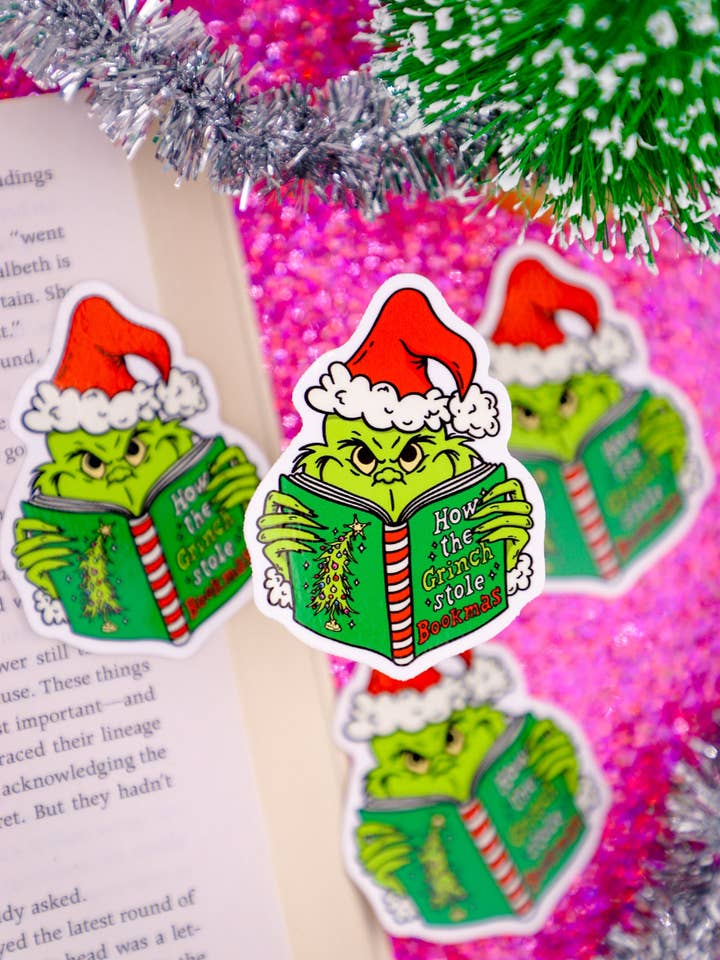 How The Grinch Stole Bookmas Sticker for wholesale by Furever Booked