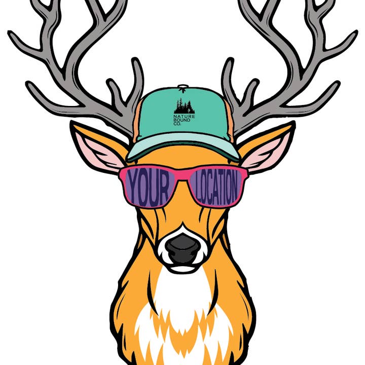 Cool Deer Sticker | Blue Hat for wholesale by Nature Bound Co