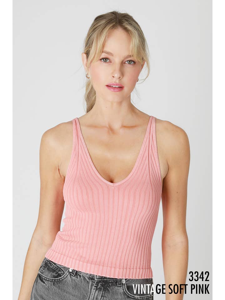 NIKIBIKI - Wholesale Tank Top - Women's - NS8257 - Vintage Wide Ribbed V Neck Top7