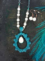 White Tierra Dorada Patina Necklace and Earring Set for wholesale by Wild Feathers