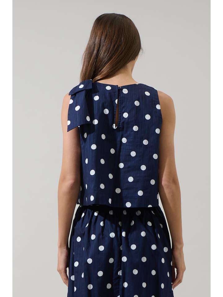 NavyWhite Caryn Polka Dot Sleeveless Top for wholesale on Faire1
