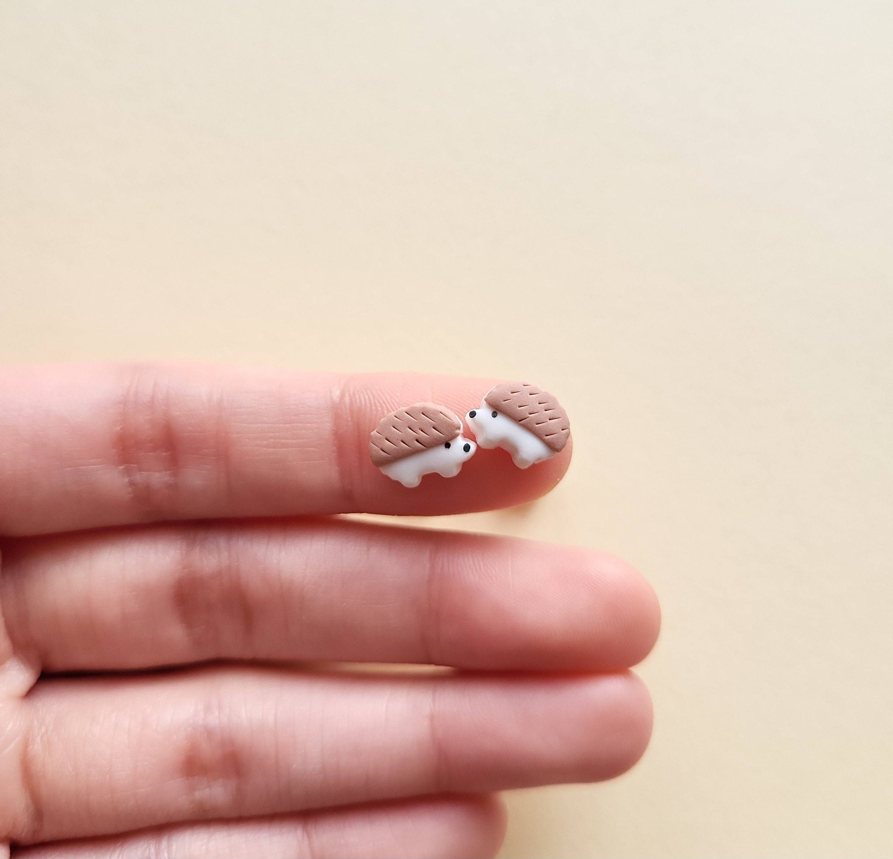 NoomCottageClay - Wholesale Stud/Post Earrings - Hedgehog Stud Earrings •  Woodland Animal Jewelry2