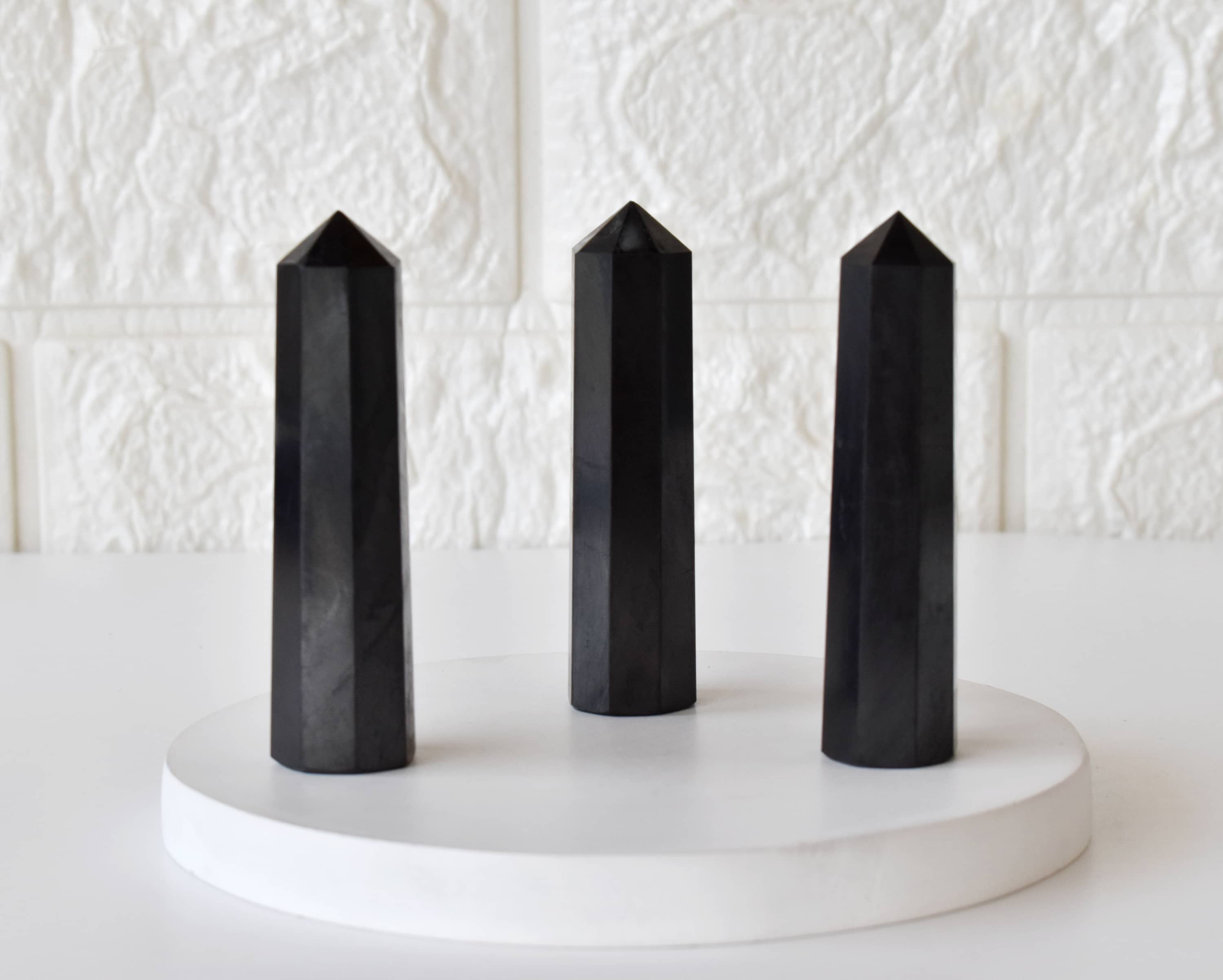 Soothing Crystals - Wholesale Spiritual Stone/Crystal - Healing Obelisk| Black Shungite Crystal Tower |Crystal Point3