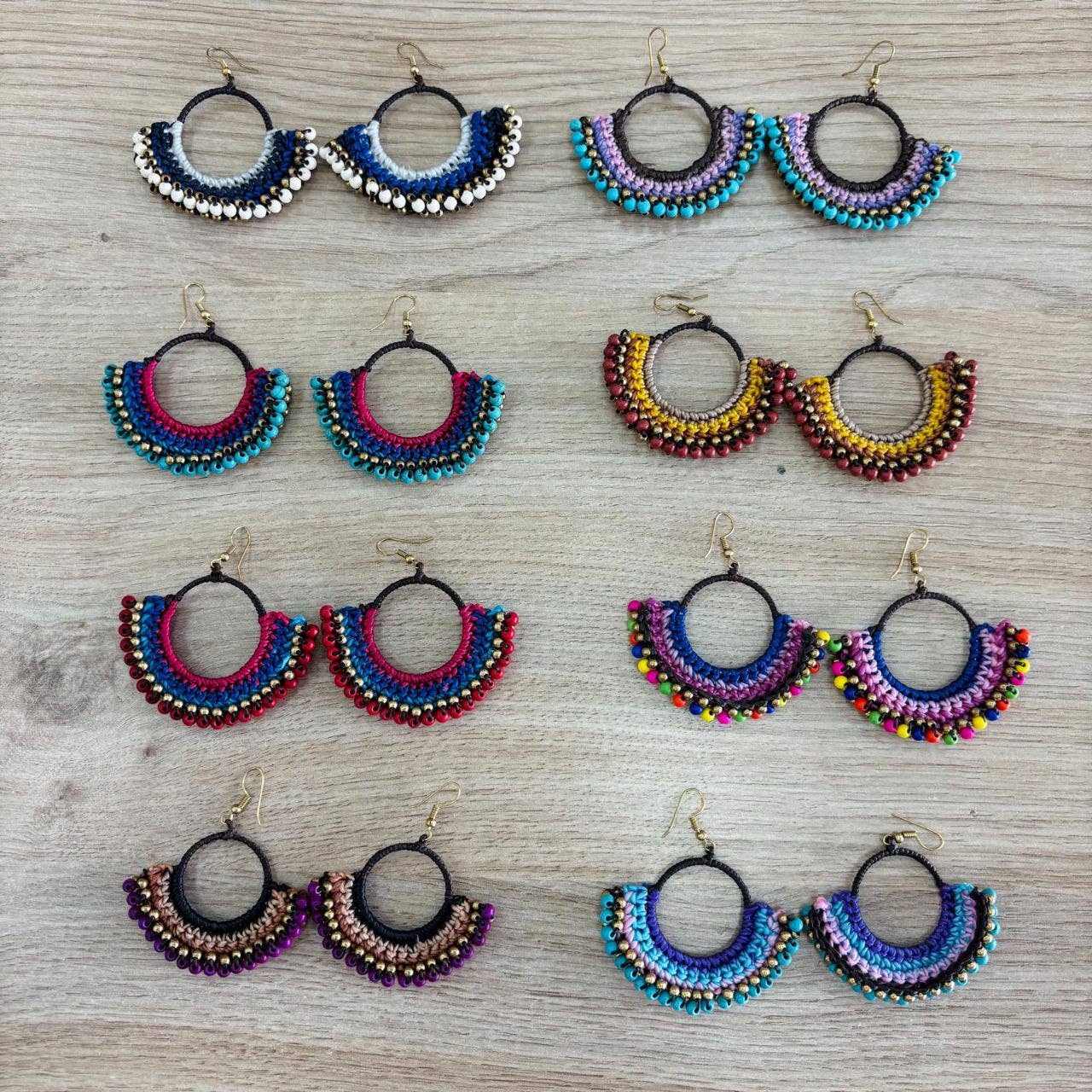 Hecho a mano - Wholesale Dangle Earrings - Round macrame earrings5